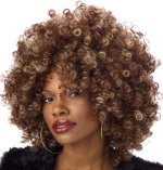 Unbranded Fancy Dress - Fine Foxy Fro Wig BROWN/BLONDE