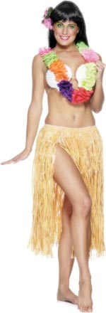 90cm long hula skirt, natural colour.