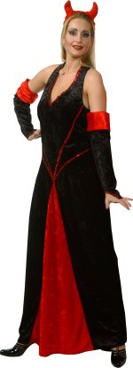 Includes long devil dress.