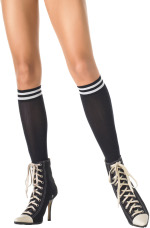 Unbranded Fancy Dress Costumes - Adult Nylon White Striped Referee Black Knee Highs