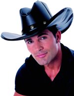 Unbranded Fancy Dress Costumes - BLACK Faux Leather Cowboy Hat