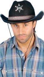 Unbranded Fancy Dress Costumes - BLACK Felt Sheriff Cowboy Hat