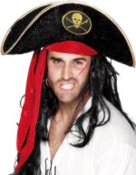 Unbranded Fancy Dress Costumes - Black Velour Buccaneer Hat With Gold Trim