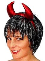 Fancy Dress Costumes - RED LUREX Devil Horns