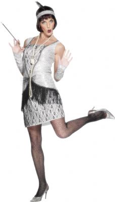 Flapper 20s Charleston Dress Silver