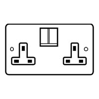 (H)88 x (W)148 mm, BS 1363, 13 amp 2 gang switched socket with black insert, Quality brass front