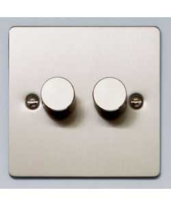 Rotary dimmer switch. 60 watts minimum to 250 watts maximum, per dimmer.