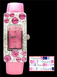 Flaunt-it Quartz Analogue Bling Watch (Pink)