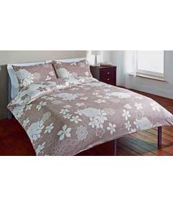 Floral Bunch Double Duvet Set - Mocha