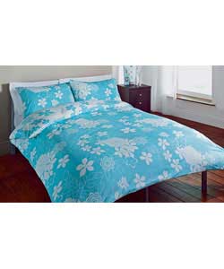 Floral Bunch Double Duvet Set - Teal