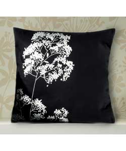 Unbranded Foil Sprig Cushion - Silver