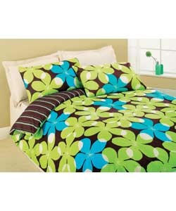 Francesca Double Duvet Cover Set - Chocolate/Lime