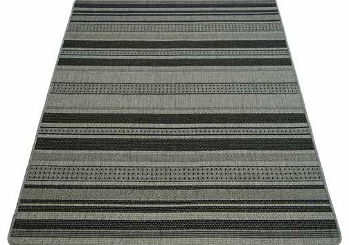 Unbranded Gel Backed Flatwave Stripe Rug 80x150cm - Black