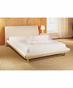 Genoa Ivory Leather Effect Kingsize Bedstead/Deluxe Matt