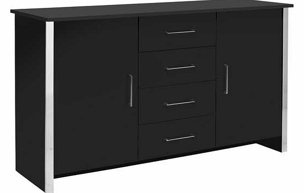 Unbranded Genova 2 Door 4 Drawer Sideboard - Black