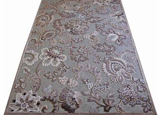 Genova Marseille Floral Chenille Rug - Silver -