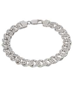 Unbranded Gents Ice Sterling Silver Cubic Zirconia 1oz Bracelet