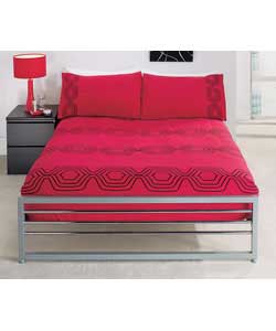 Geo King Size Duvet Cover Set - Red