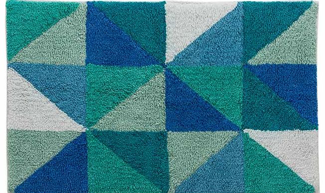 Unbranded Geometric Pattern Bath Mat - Blue