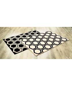 Unbranded Geometric Rug 120x170cm - Black and Cream