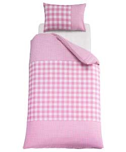 Unbranded Girls Pink Gingham Duvet Cover Set - Single