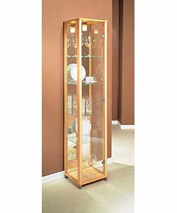 Beech effect.Glass door. 4 glass shelves and base
