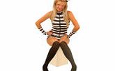 Have you been a baaad girl? If so then this Going Down Convict Costume is perfect for you. This sexy striped outfit has a zip up front and comes with a hat stockings and wristbands. Its time this naughty girl went down for a long time. J.S Black and 