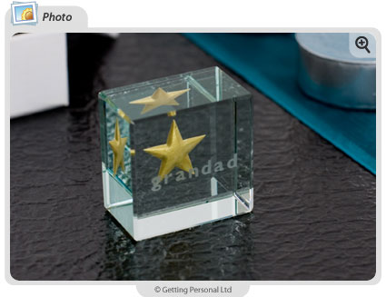 Grandad Text Token  A wonderful polished glass keepsake with the word grandad featured in a gold sta