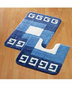 Greek Key Bath Mat Set