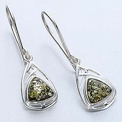 Green Amber Earrings