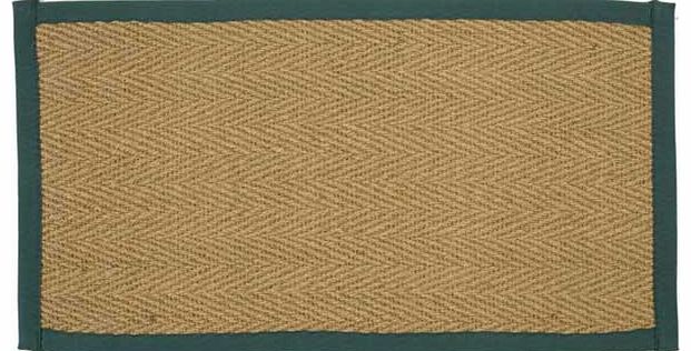 Green Herringbone Design Latex Backed Rug -