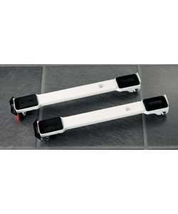 Set of 2.Maximum load 273kg.Makes light work of moving heavy appliances.Fully locking safety brakes.