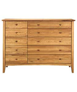 Hanbury 5 Wide 5 Narrow Drawer Chest - Oak