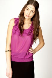 Unbranded Hayley ruffle neck chiffon sleeveless blouse