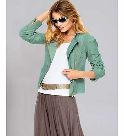 Trendy biker style jacket in soft suede with perforation detail on the body and arms. Added features of zips on the sleeves and back yoke. Ideal for day or evening. Heine Jacket Features: Specialist clean Lined Leather Lining: 100% Polyester Length a