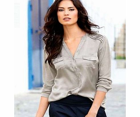 Unbranded Heine V-Neck Silk Fronted Blouse