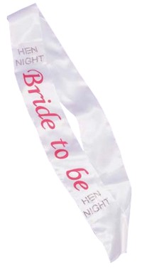 Hen nite: Bride to Be Sash White