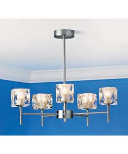 Ice Cube 5 Light Satin Nickel Ceiling Fitting