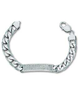 Ice Sterling Silver Cubic Zirconia Set Identity Bracelet