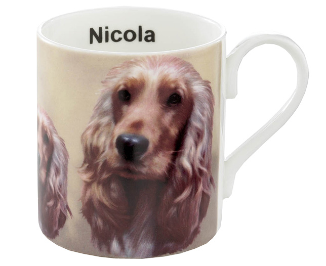 Unbranded Illustrated Dog Bone China Mug - Cocker Spaniel Red