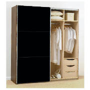 Unbranded Imola Large Sliding Half Black Gloss Wardrobe