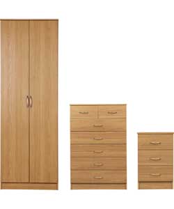 Unbranded Impression 3 Piece 2 Door Wardrobe Package - Oak