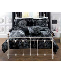 Inspire Damask Double Duvet Cover Set - Black