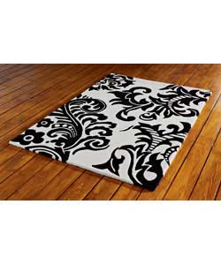 Unbranded Isabella Damask Wool Rug - Black and White