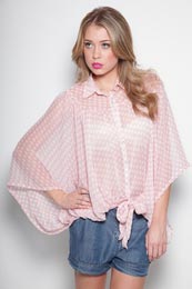 Unbranded Jess Georgette Polka Dot Batwing Sleeve Blouse