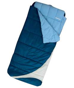 Sleeping bag and air bed in one.Removable machine washable cover. PVC inflatable mattress with I-bea