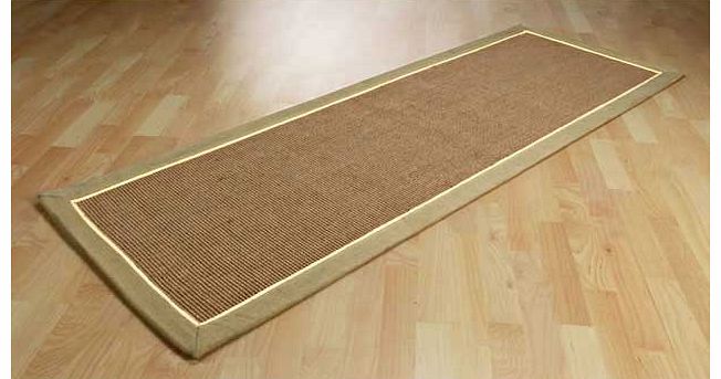 Unbranded Jute Floor Runner Rug with Border 200x66cm-Natural