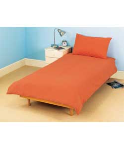 Kids Plain Dye Single Duvet Cover Set - Orange