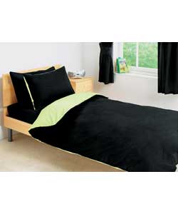 Unbranded Kids Reversible Black and Lime Duvet Cover Set -