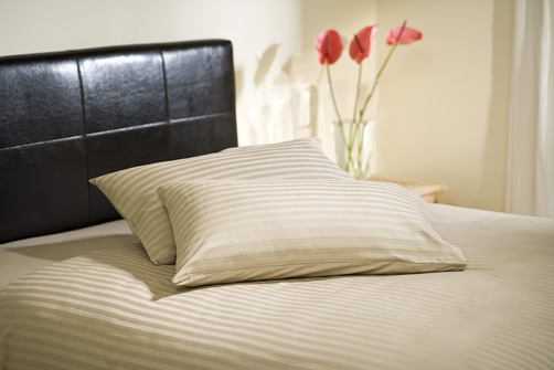 Unbranded Kingsize Sateen Stripe Duvet Cover - Latte - Latte